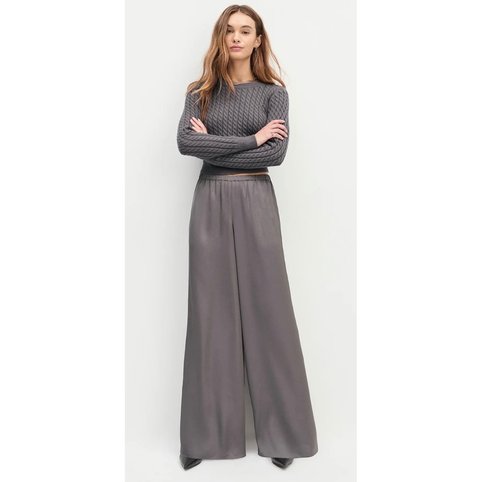 Favorite Daughter The Effortless Wide Leg Pants Grey Shadow Xl 45fb2sgp8605-Gsh